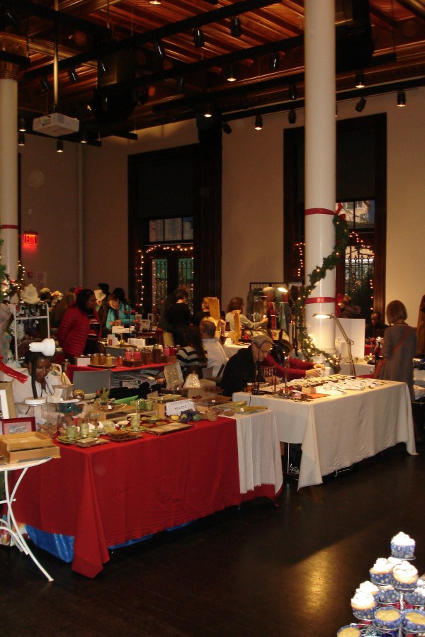 The Brooklyn Historical Society Great Hall dressed for the holidays by NYCreates & its exhibitors.
